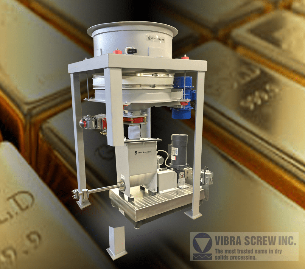 Vibra Screw Feeder used in separation technique for removing gold and silver from the mining solution.
